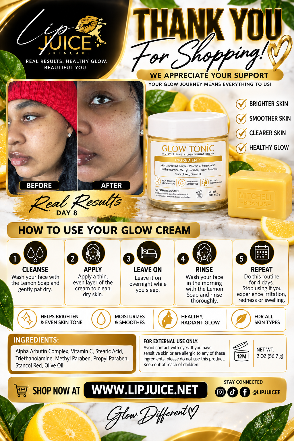 Glow tonic lightning cream + soap￼