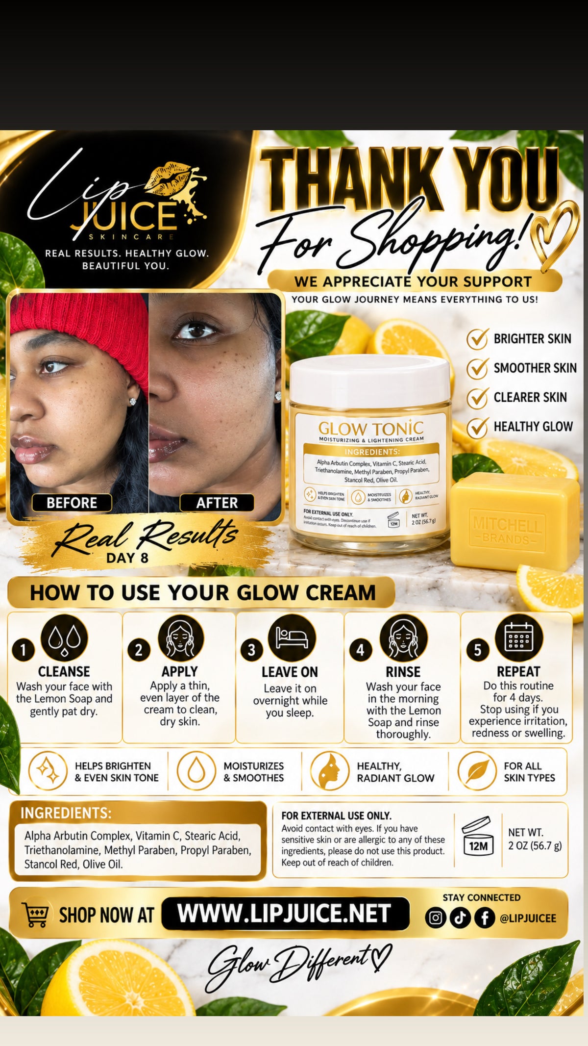 Glow tonic lightning cream + soap￼
